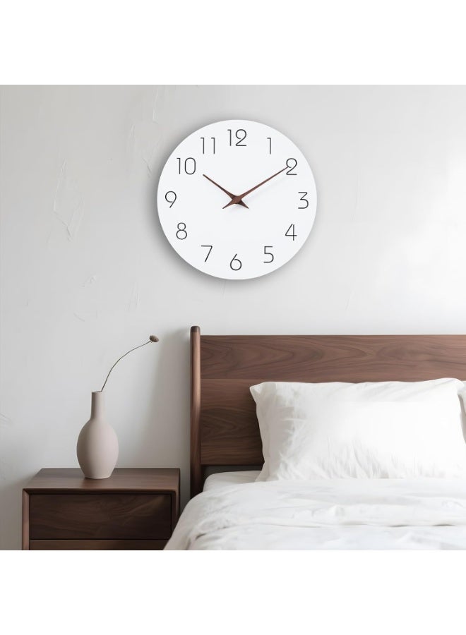Wall Clock 12 Inch Silent Non Ticking Wood Wall Clocks Battery Operated - Wooden White Modern Office Simple Minimalist Clock Decorative for Kitchen,Home,Bathroom,Living Room(12" White) - Image 4